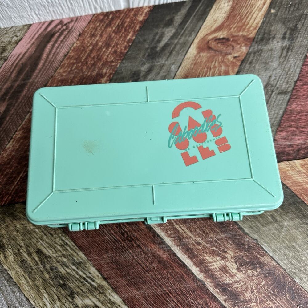 Vintage 80s CABOODLES Teal 8"x4"x1.75" Storage Box Mini Makeup ORGANIZER Travel